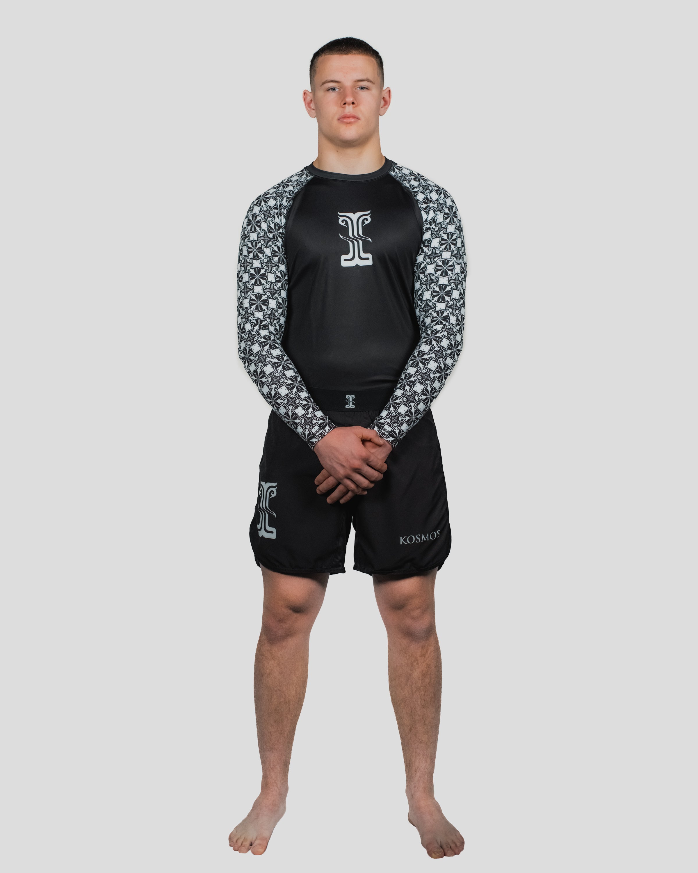Full-body shot of the Persist Long Sleeve Guard, showcasing its ergonomic fit and breathable fabric for combat sports